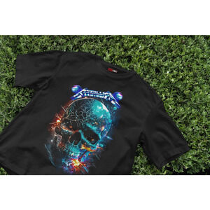 Band rock T-shirt | Neon Skull T-Shirt | Colorful Psychedelic Skull Graphic Tee